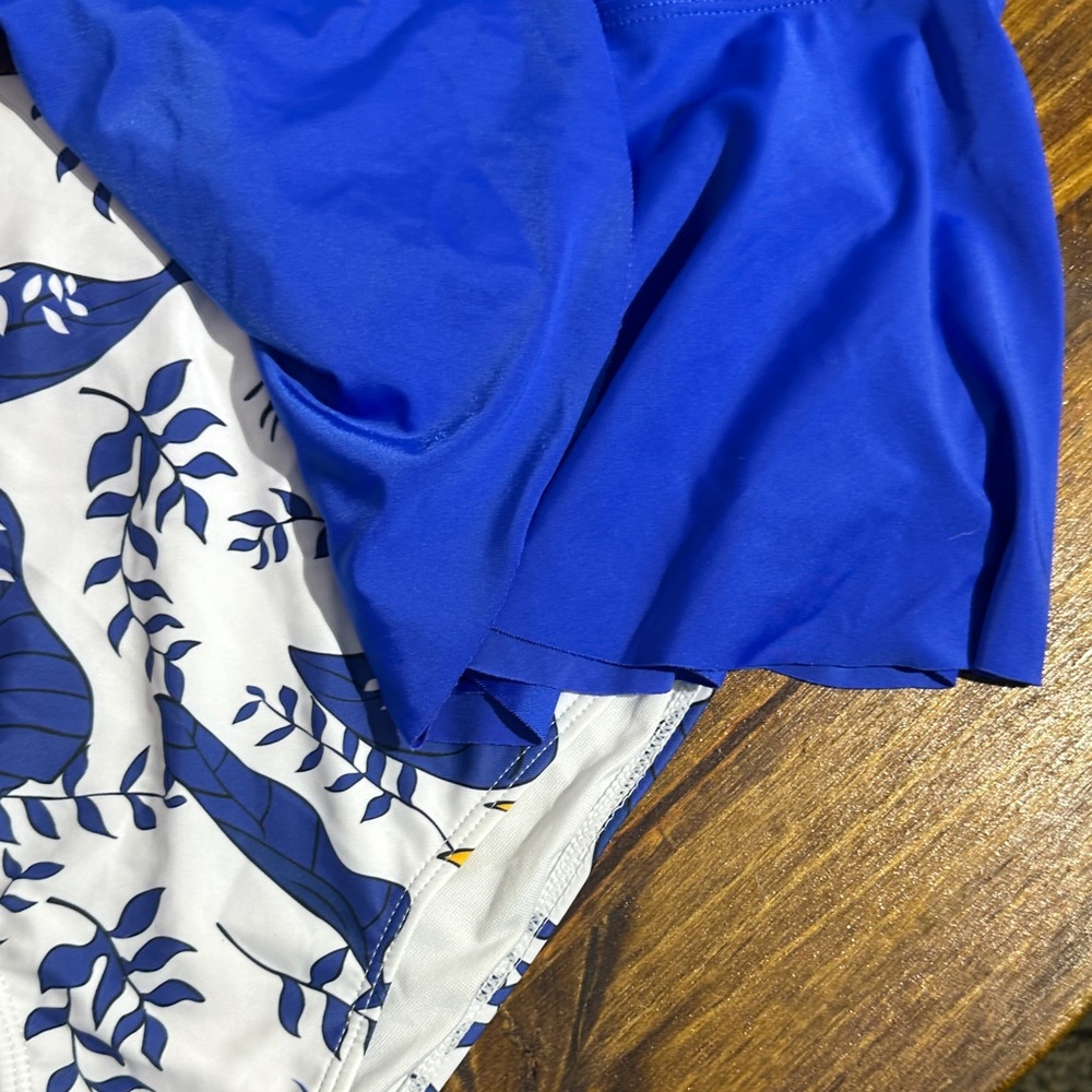 SHEIN Cobalt Blue and White One-Piece Swimsuit - Picture 4 of 9